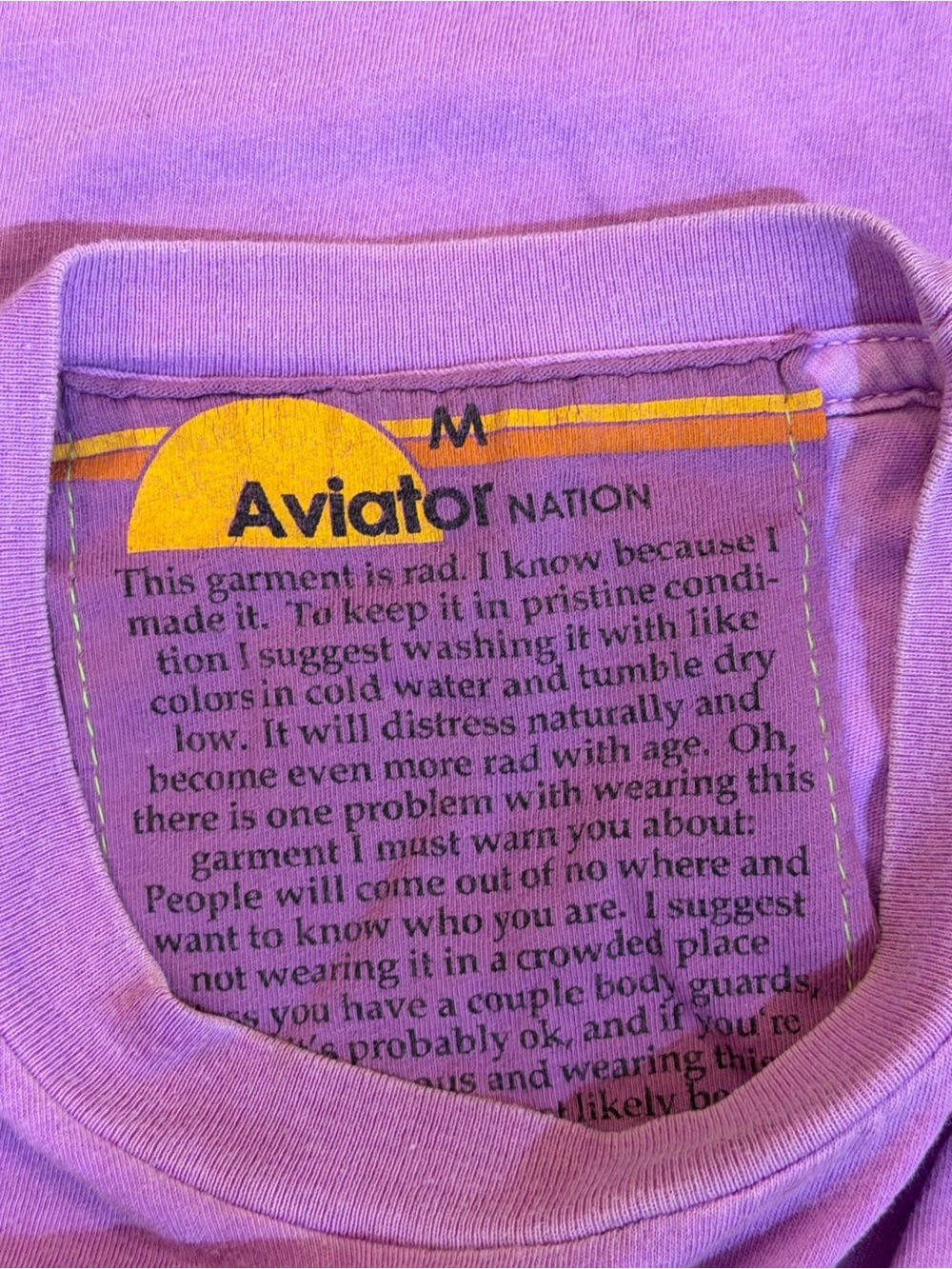 Aviator Nation Lavender Graphic Tee - Austin, TX. Size M - Picture 4 of 4